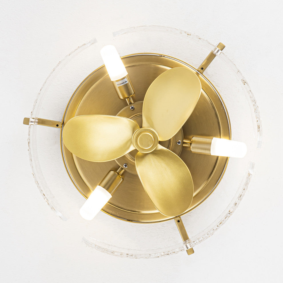 12.7-inch Modern Gold Small Flush Mount Ceiling Fan