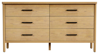 Lennon 6 Drawer Rounded Leg Dresser, Natural