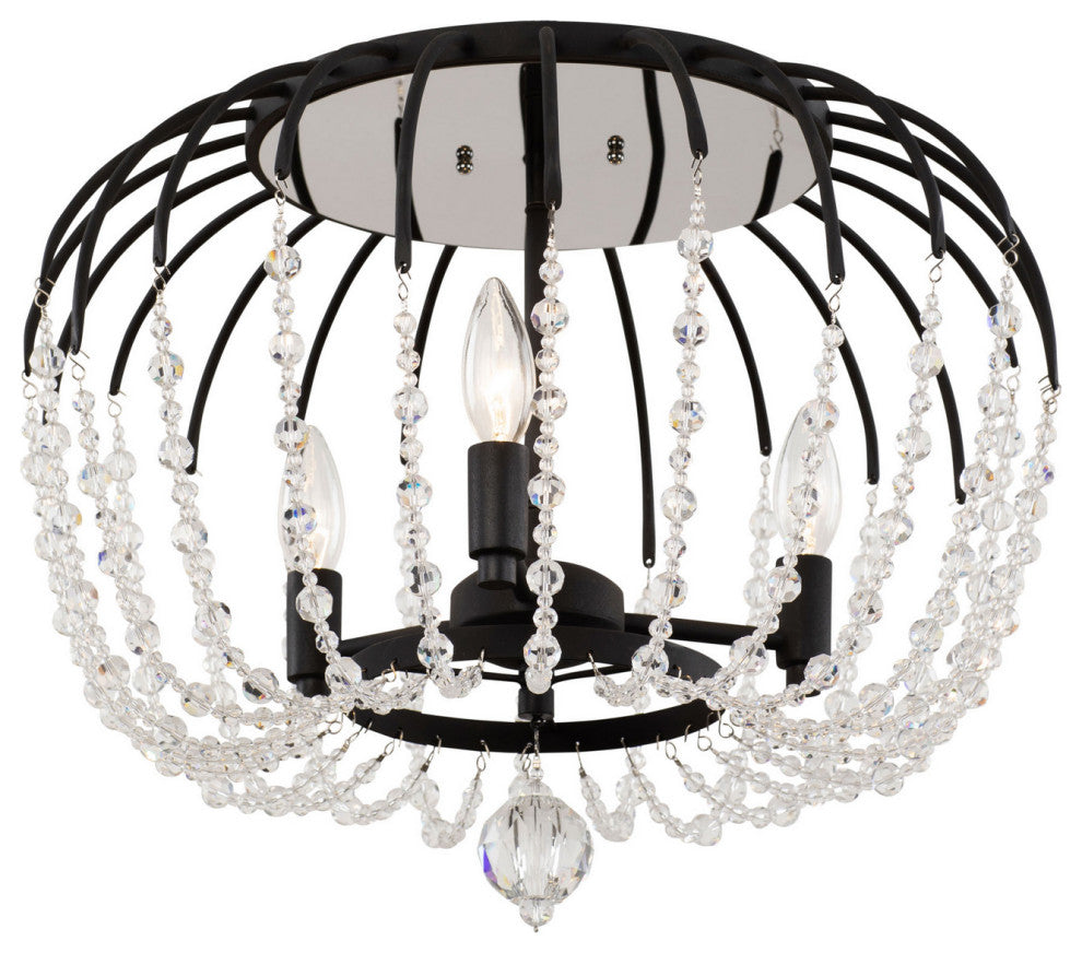 Varaluz Voliere Three Light Semi-Flush Mount, Matte Black