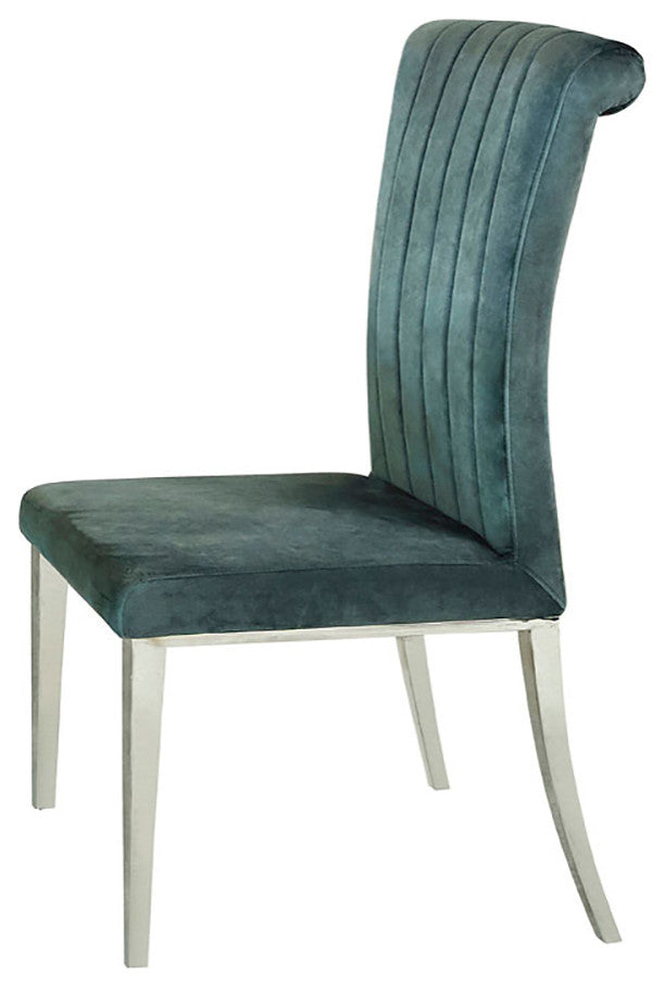 Set of 2 Dining Side Chairs with Chrome Legs, Dark Gray