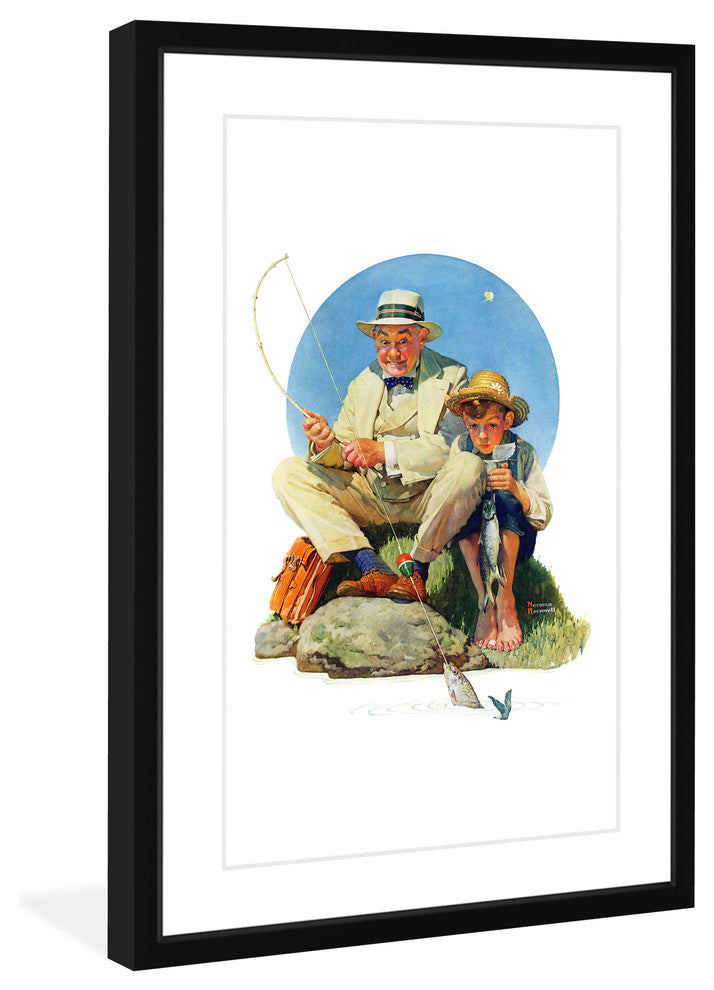 "Catching the Big One" Framed Art Print by Norman Rockwell