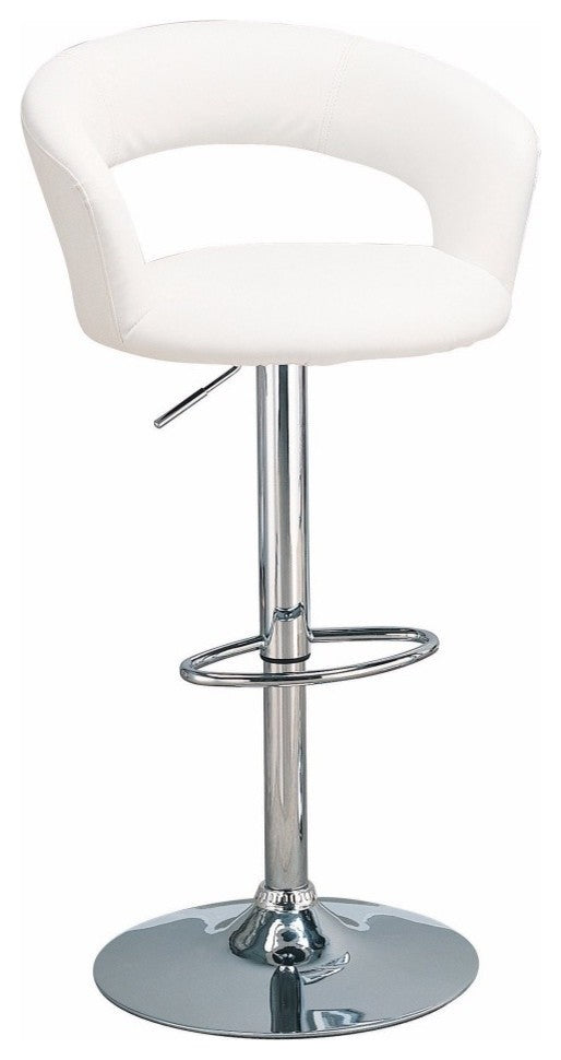 Benzara BM69363 Faux Leather Bar Stool, White