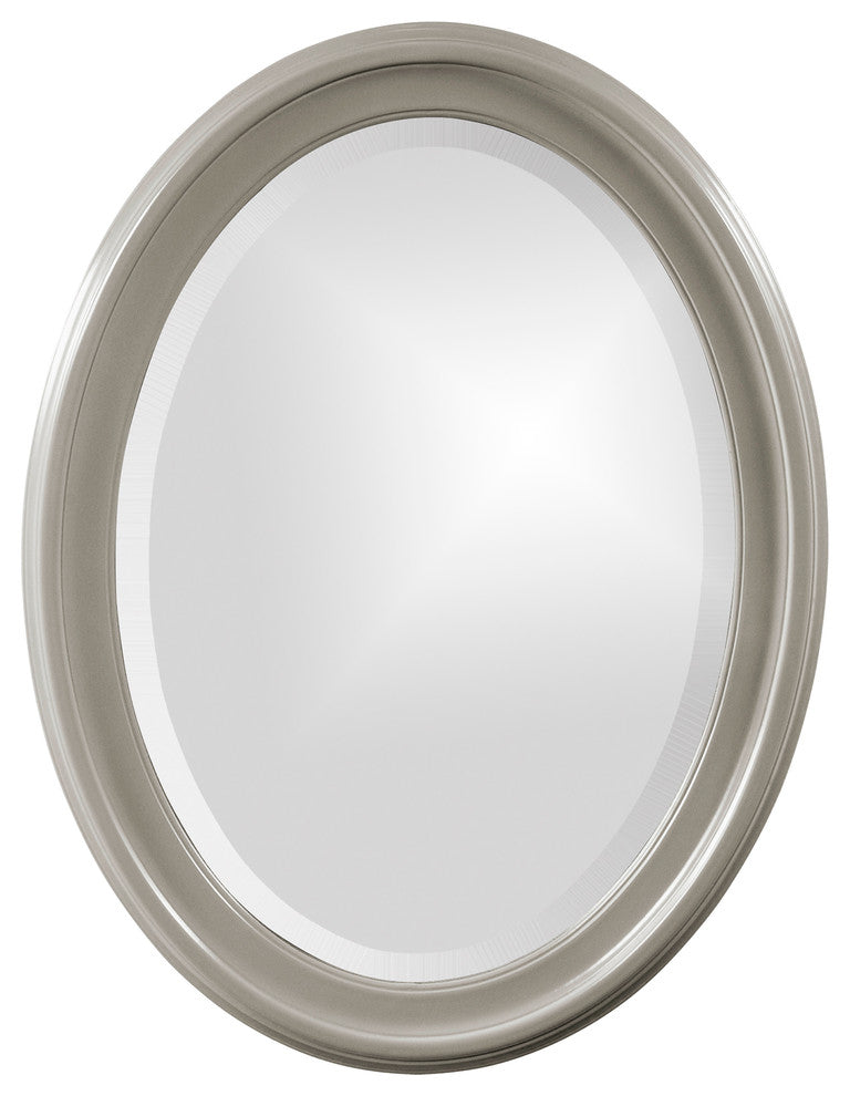 George Oval Mirror, Glossy Nickel