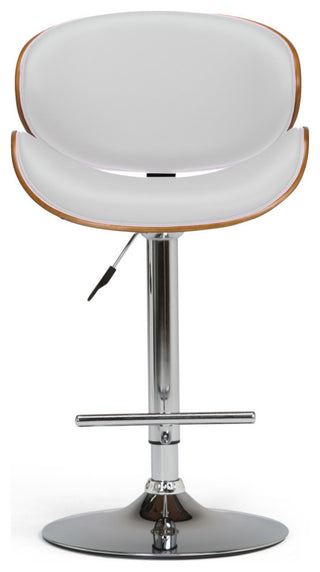 Marana Bentwood Adjustable Swivel Bar Stool, White