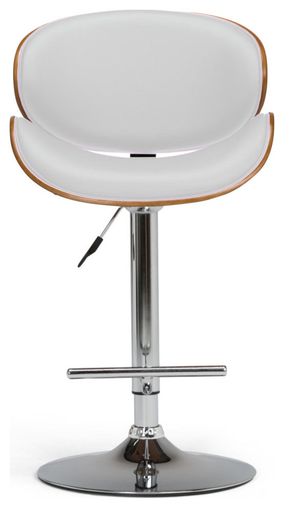 Marana Bentwood Adjustable Swivel Bar Stool, White