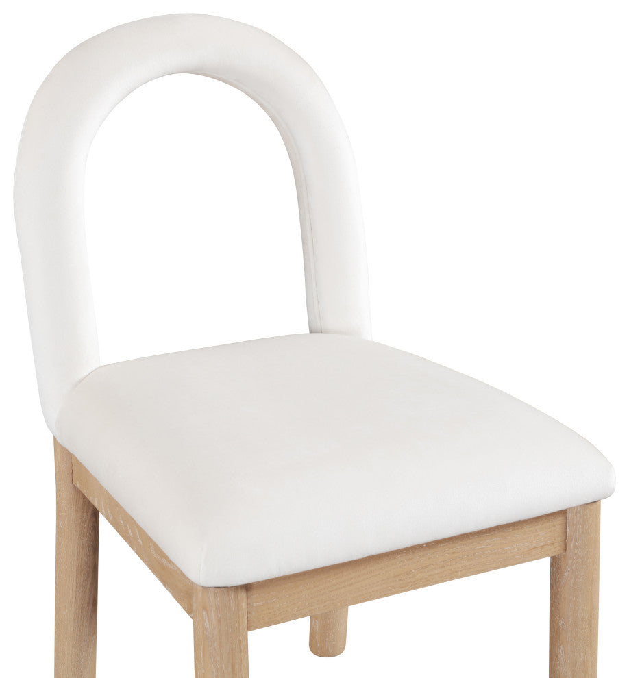 Conrad Upholstered Dining Chair, Cream, Velvet, Natural Finish