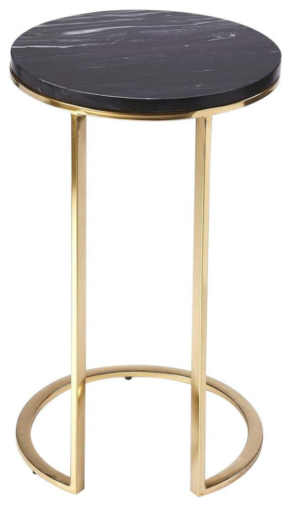Contemporary Marble and Gold Side Table