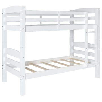 Linon Levi Twin over Twin Wood Bunk Bed in White