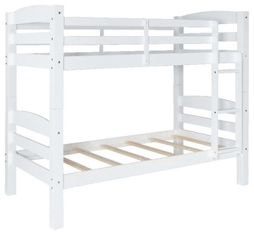 Linon Levi Twin over Twin Wood Bunk Bed in White