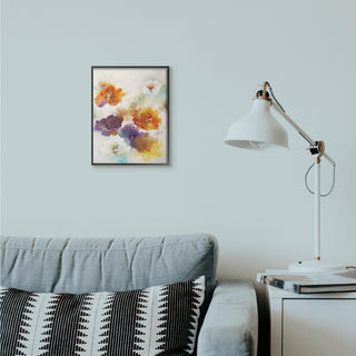 Flower Marks Abstract Painting, 11"x14", Black Frame