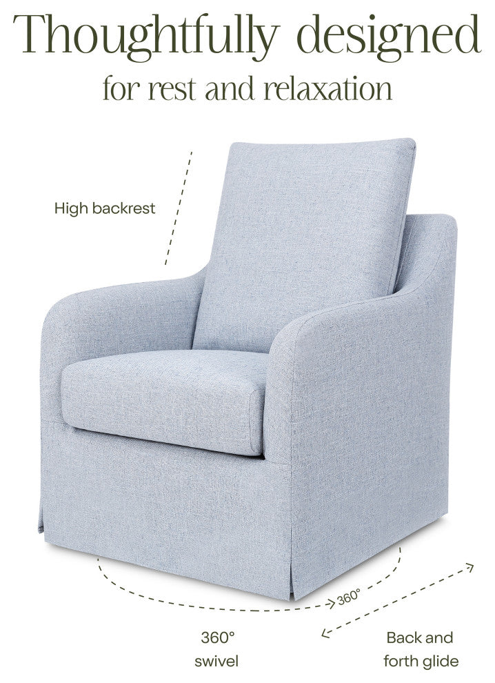 Reese Slipcover Swivel Glider, Chambray Eco-Linen