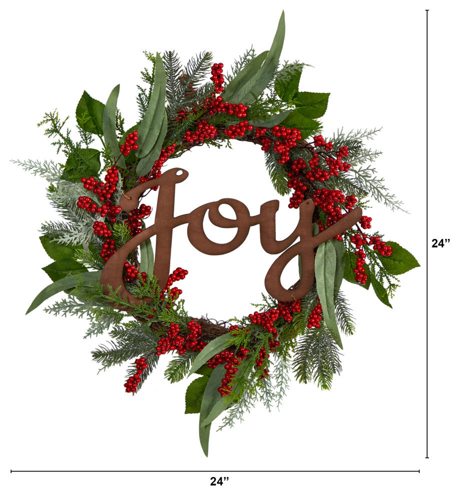 Nearly Natural W1264 24 Joy and Berries Artificial Christmas Wreath