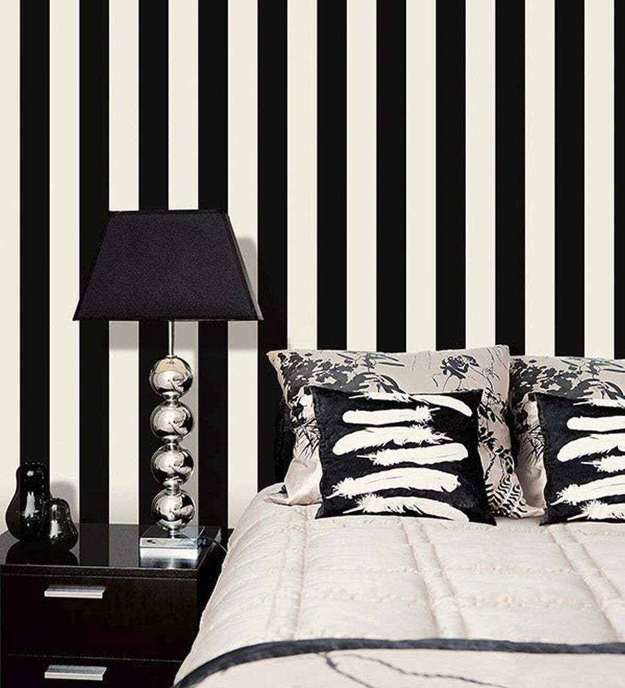 Shades, Damask Geometric Graphic White, Black Wallpaper Roll