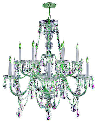 Traditional Crystal 12-Light Chandelier, Polished Chrome Finish