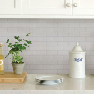 Metro Brushed Silver Peel & Stick Backsplash Tiles, Panel