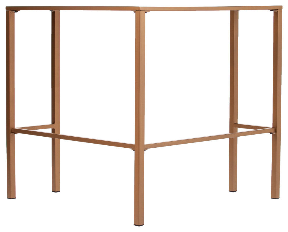 Oren Metal/Glass Corner Desk, Soft Gold
