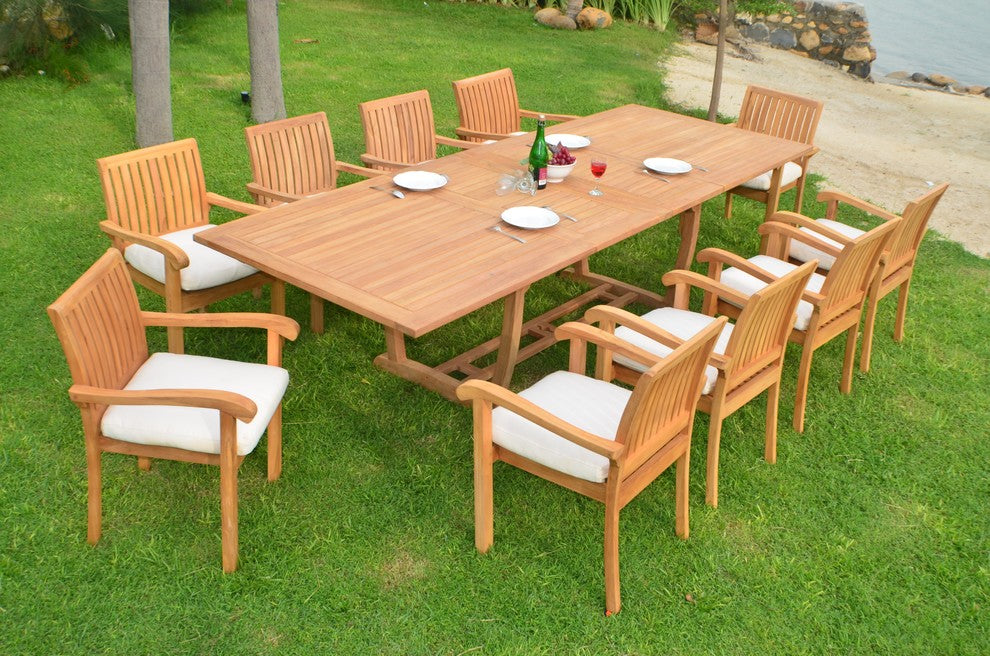 11-Piece Dining Set With Masc Extension Rectangle Table, 118", Furniture Only