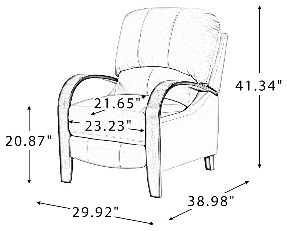 Amanda Genuine Leather Manual Recliner, Navy