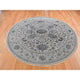 Gray Heriz Design Wool and Silk Hand Knotted Round Rug 8'1" x 8'1"