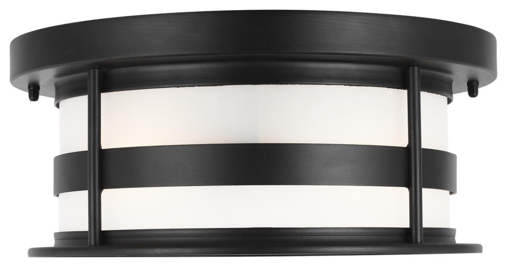 Wilburn 2-Light Outdoor Flush Mount, Black