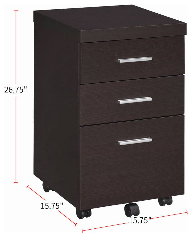 3-Drawer Mobile File Cabinet, Cappuccino