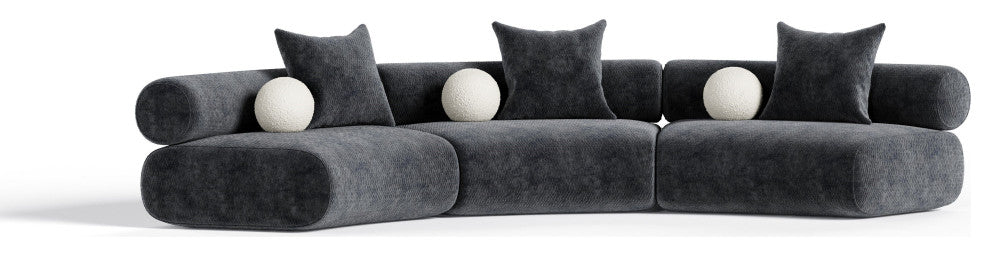 Divani Casa Simpson Dark Grey Fabric Modular Sectional Sofa