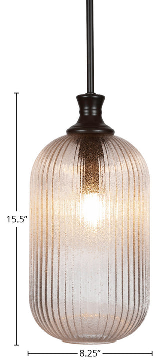 Carina 1-Light Stem Hung Pendant, Matte Black/Micro Bubble Ribbed
