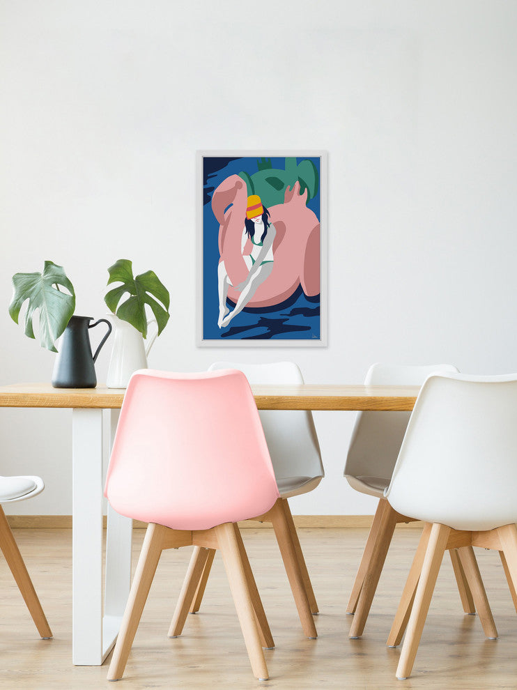 "Floating Flamingo II" Framed Painting Print, 30"x45"