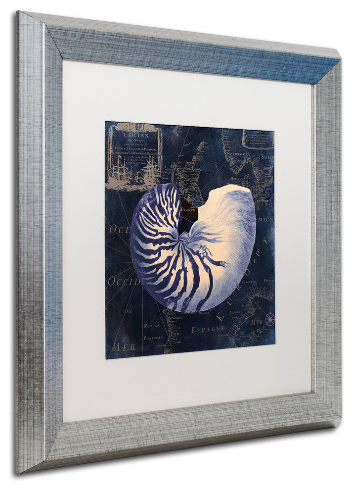 Color Bakery 'Maritime Blues V', Silver Frame, White Mat, 16x16