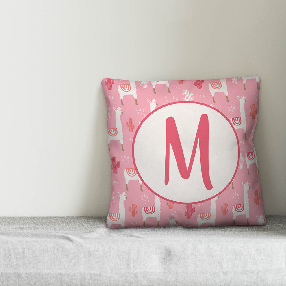 Monogram Lllama Pattern - M 16x16 Spun Poly Pillow