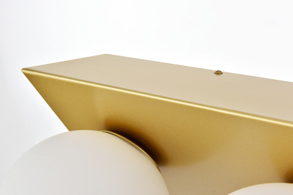 4 Light Brass And Frosted White Bath Sconce
