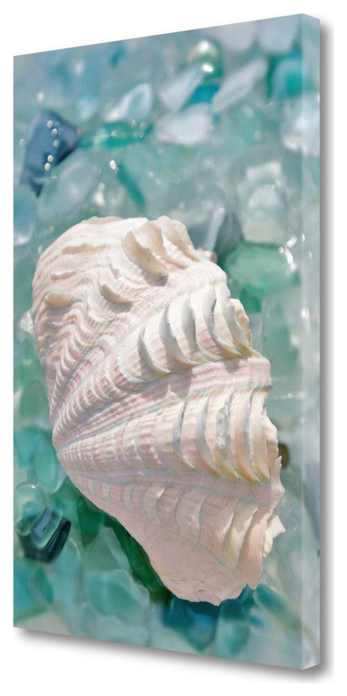 31" Pearl Shell and Colorful Seaglass Giclee Wrap Canvas Wall Art