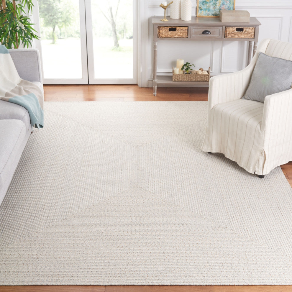 Safavieh Braided BRA201 Rug Machine-Washable, Ivory/Light Grey, 9'x12'