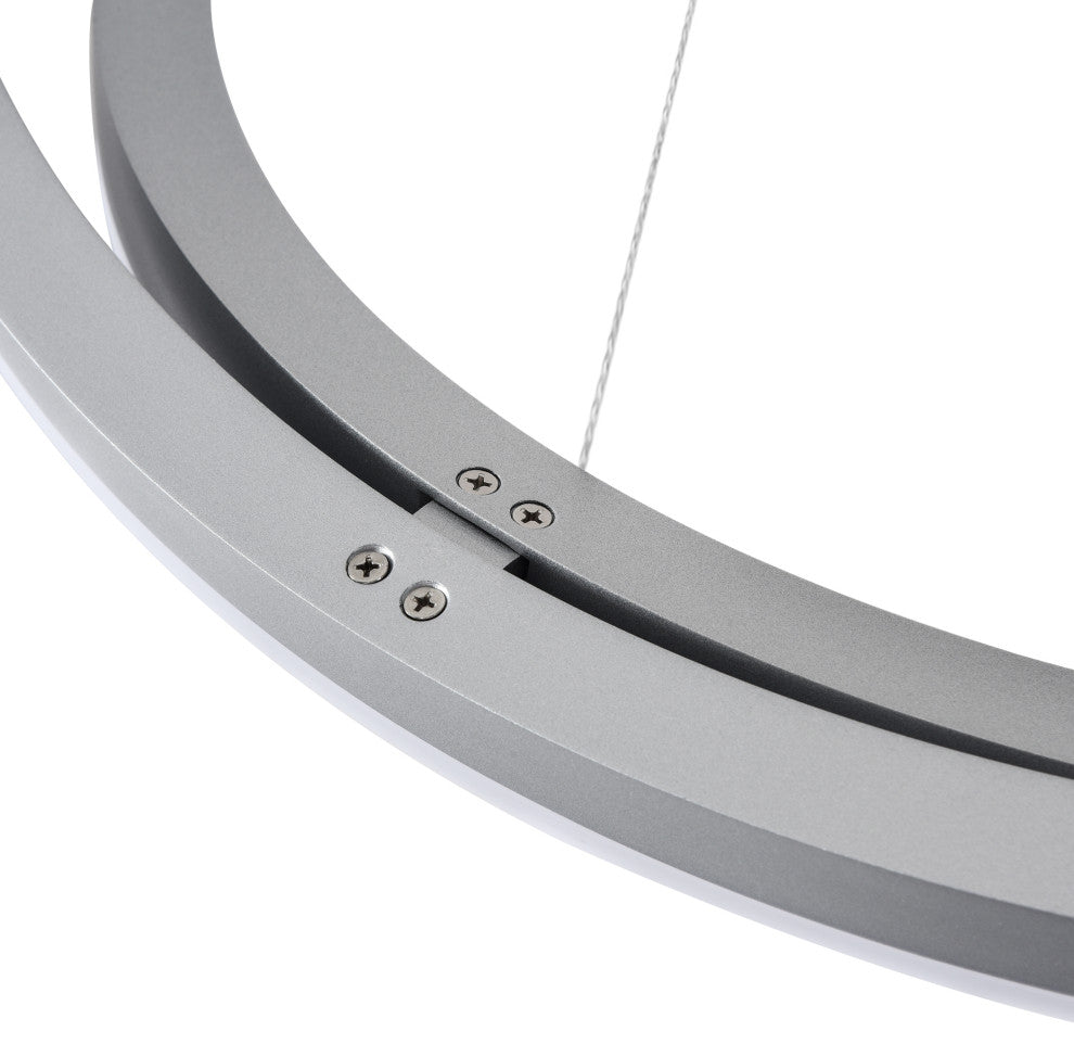 Tania Trio 32" Ring ETL Certified Circular LED Chandelier, Silver