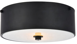 Living District Hazen 2-Light Metal Flush Mount in Flat Black/Frosted White