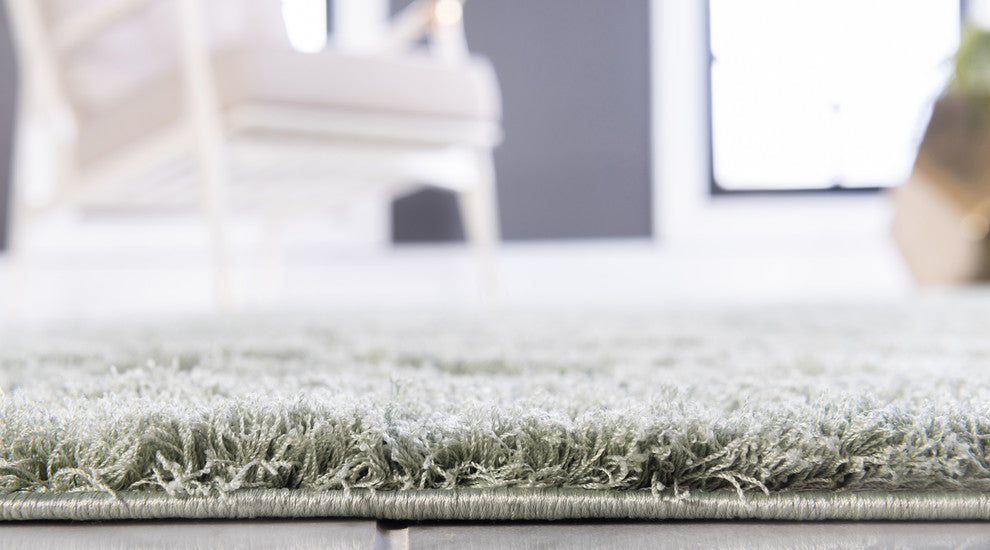 Unique Loom Green Floral Shag2'x6'7 Runner Rug