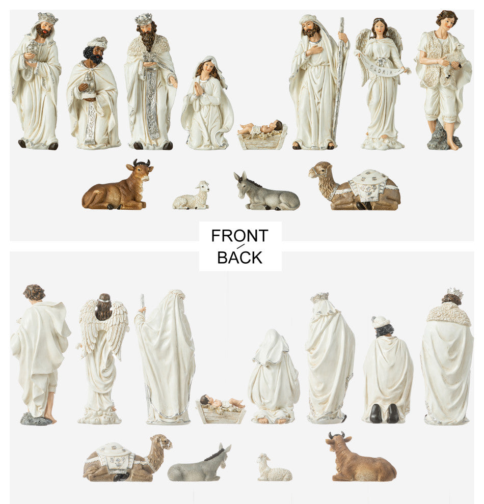 12-Piece Ivory Resin Nativity Figurine Set