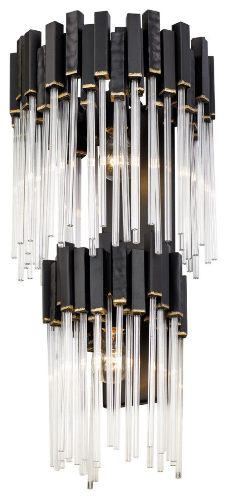 Matrix 2-Lt 2-Tier  Sconce - Matte Black/French Gold