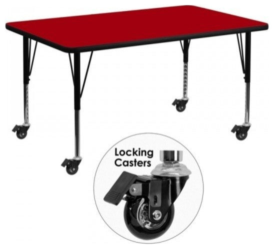Mobile 24''Wx48''L Red Thermal Laminate Activity Table