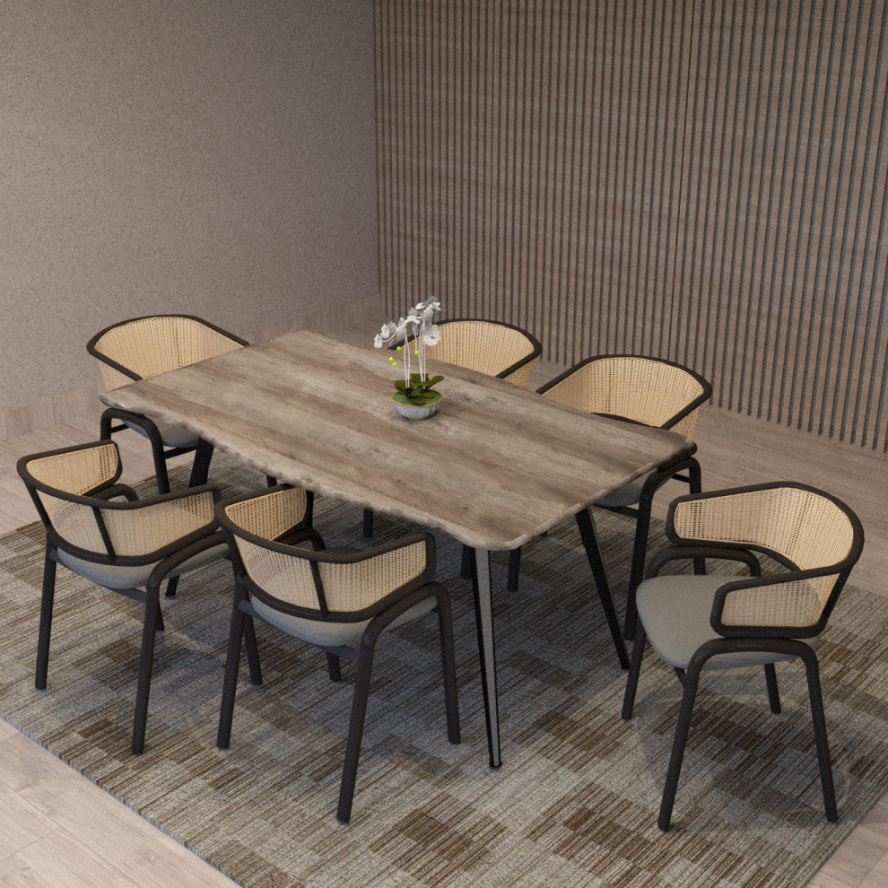 LeisureMod Ervilla Modern Dining Chair With Stainless Steel Legs, Grey