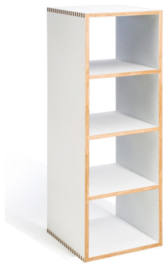 Stackable Modern Wood Shelf Cubes, Bench Boxes By Offi, White