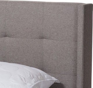 Modern Gray Fabric Upholstered Queen Size Bed