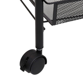 vidaXL 5-Tier Kitchen Trolley Storage Utility Cart with Mesh Baskets Black Iron
