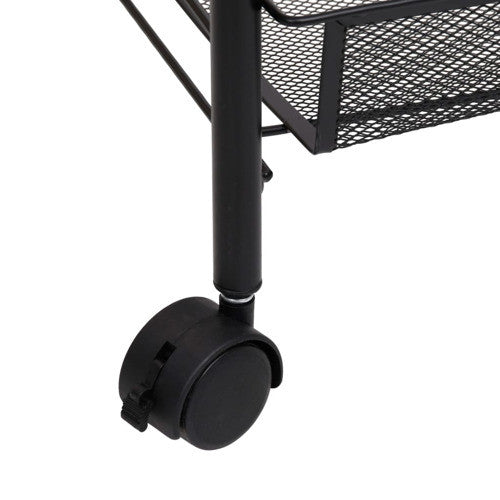 vidaXL 5-Tier Kitchen Trolley Storage Utility Cart with Mesh Baskets Black Iron