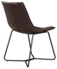 Live Edge Set of 2 Bonded Leather Side Chairs, Dark Brown