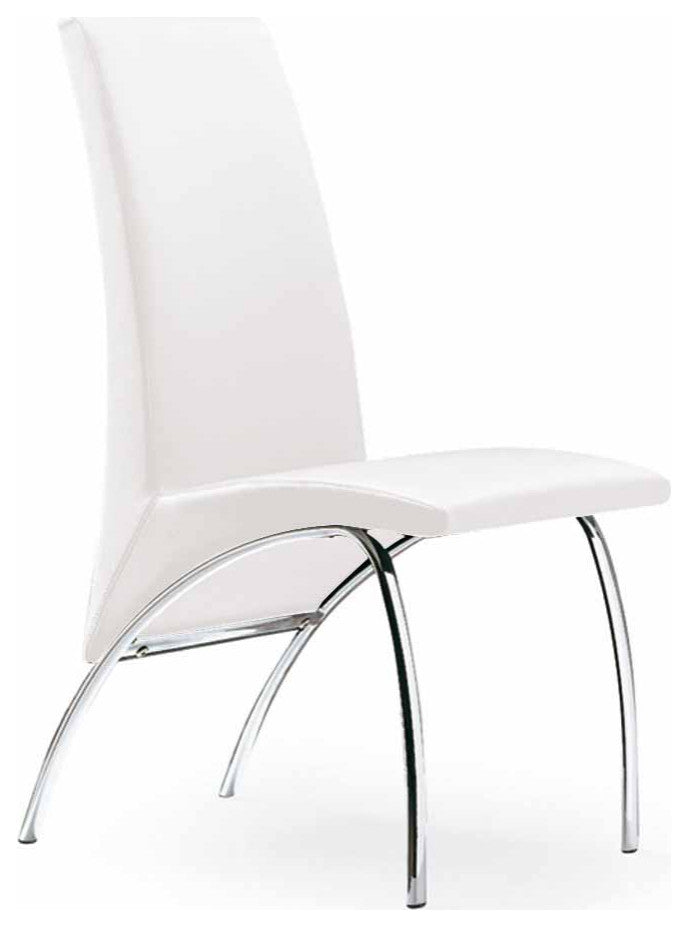 Hamil Dining Chair Leatherette With Chrome Legs, Set of 2, White