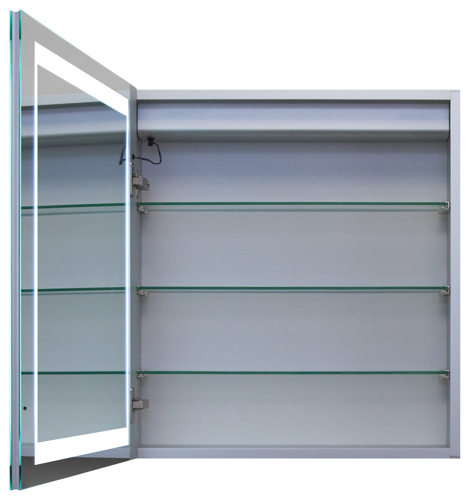 Electric LED Mirror Vanity Cabinet Single Door, LED Tubes, 24 X 26