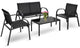 Costway 4 PCS Patio Furniture Set Sofa Coffee Table Steel Frame Garden Black
