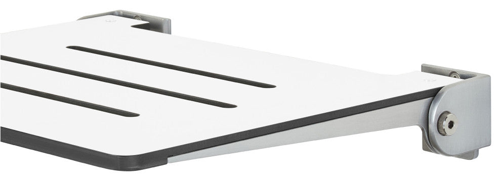 Seachrome SlimLine Folding Wall Mount Shower Seat, White Seat With Silver Frame