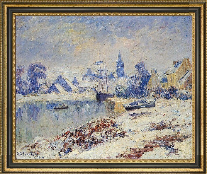 Henri Moret Quimper, Lake Marie in The Snow Framed Premium Canvas Print, 20"x25"